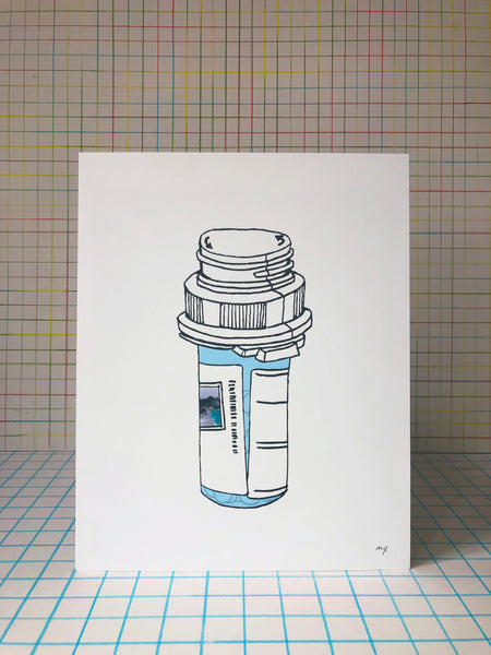 NEW Blue Pill Bottle Print