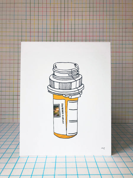 Orange Pill Bottle Print