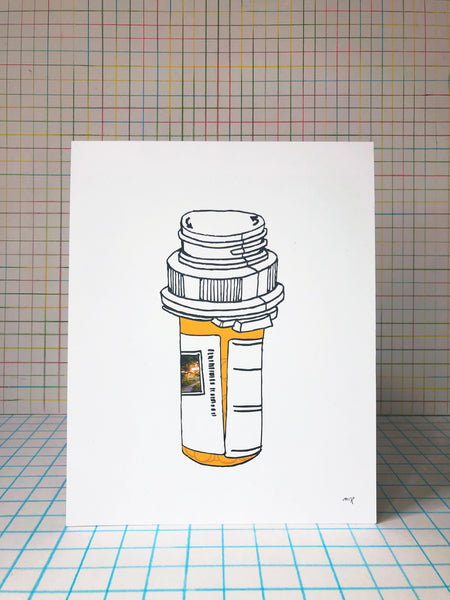 NEW Orange Pill Bottle Print