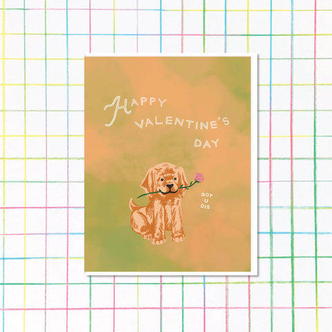 Golden Pup Valentine Card