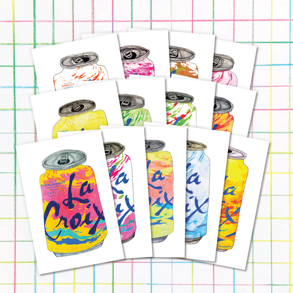 Set of all 13 La Croix Can Postcards